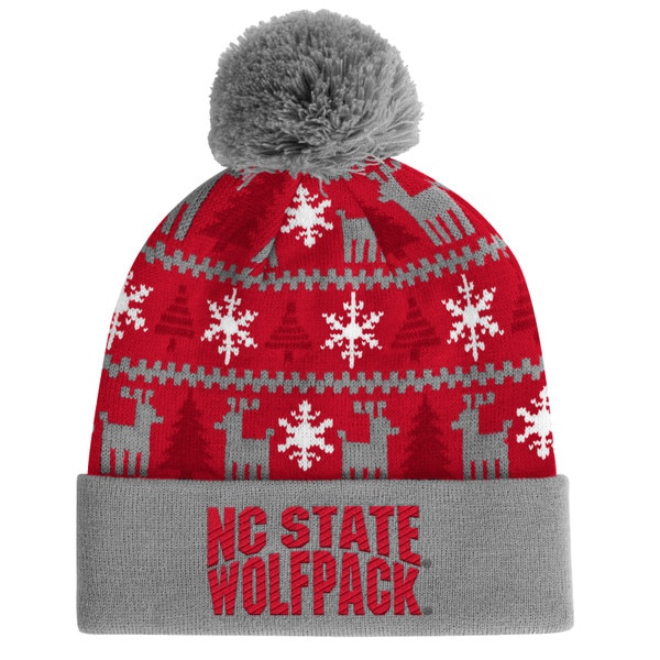 Red/White/Grey Holiday Cuff Knit Ha